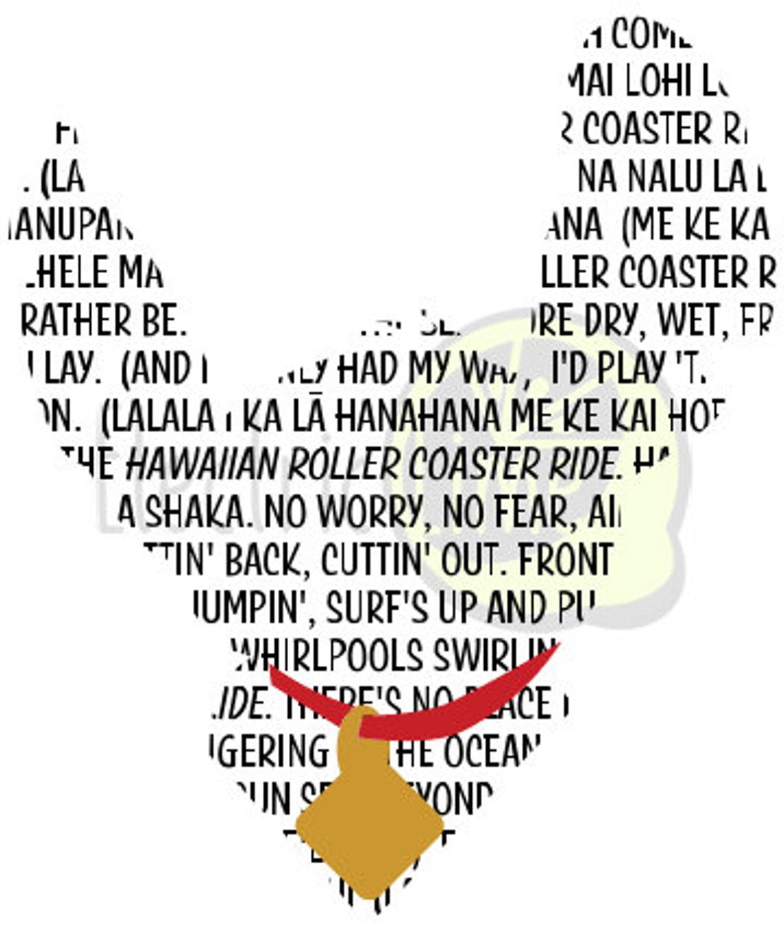 Stitch geïnspireerd met Hawaiian Roller Coaster Ride Lyrics | Etsy