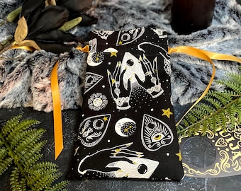 Bolsa para Cartas de Tarô/Ouija ou Dados | Bolsa Celestial com Cordão para Baralho de Tarô