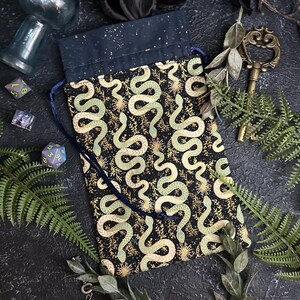 Vergoldete Schlangen / Tarot Karten Würfel Tasche / Schlange Kordel Beutel für ein Tarot Deck