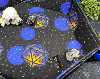Thunderwave / Dice Tray Made to Order / Black and Blue RPG Dungeon Dragon Gift / Foldable Snap Valet