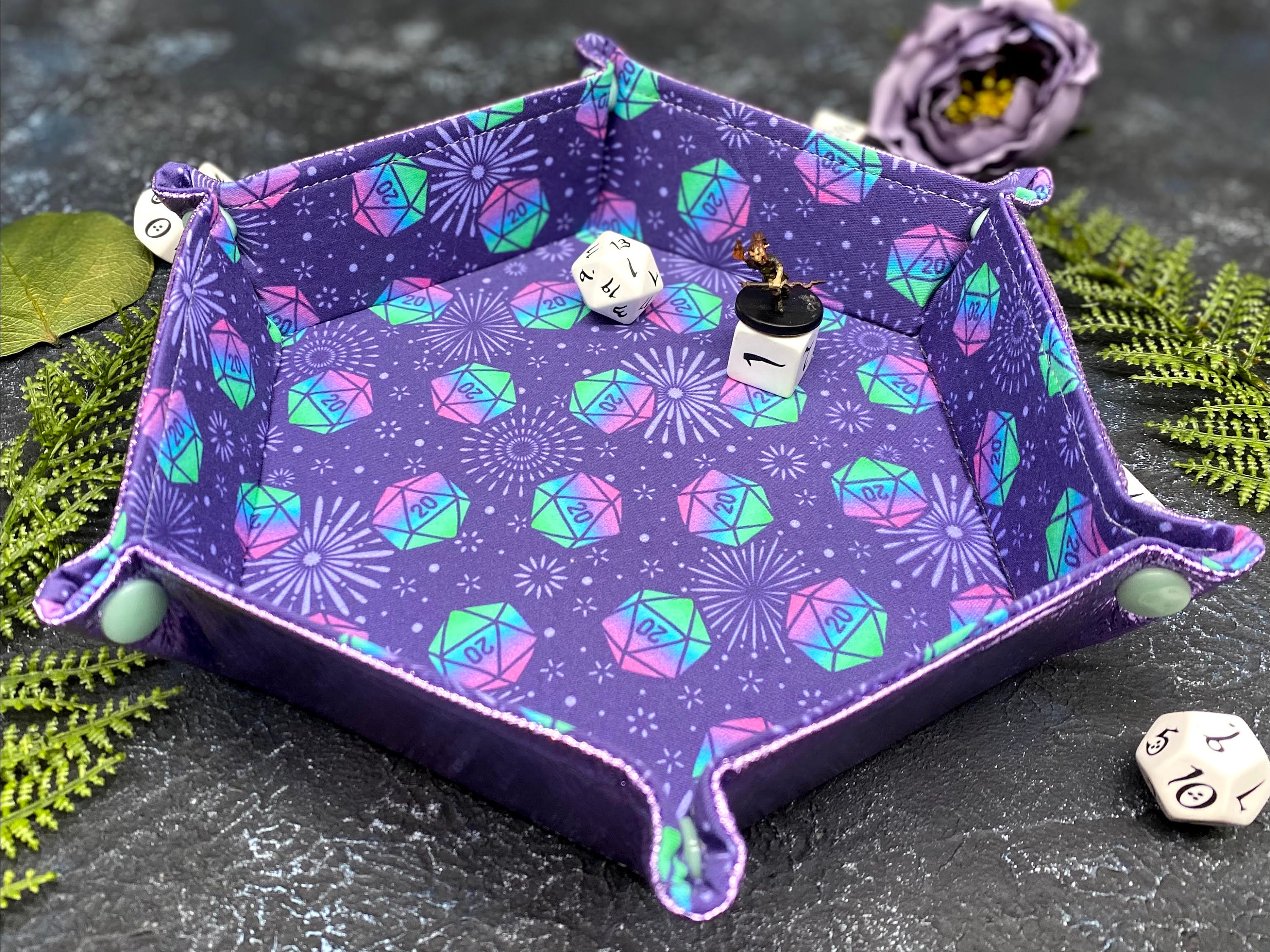 Eldritch Blast Collapsible Hexagon Dice Tray with Snaps for Etsy