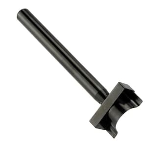 May include: Black metal leather punch tool with a long handle. The punch has a rectangular base with a curved opening.