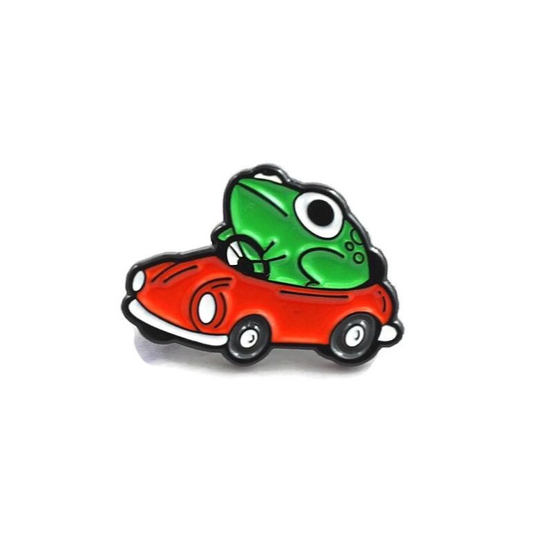 Frog in a Car Enamel Pin | Etsy