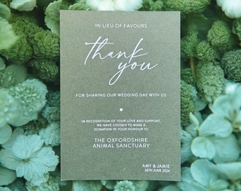 In Lieu Of Favours Alternative Charity Donation Wedding Favour