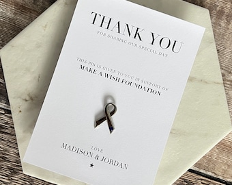 Charity Pin Card Alternative Modern Wedding Favour Cards