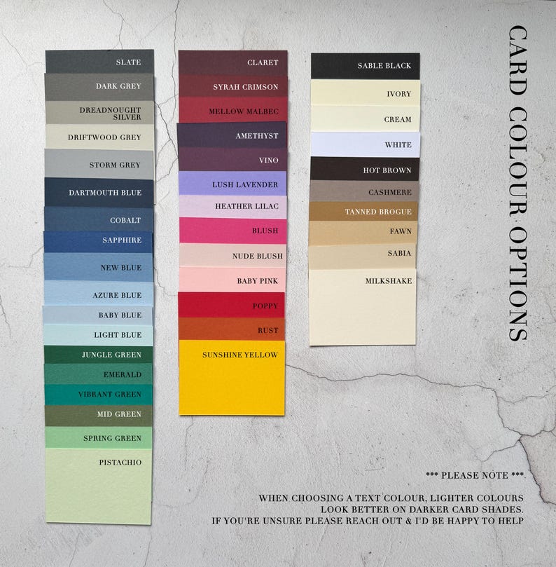 Card Colour Options