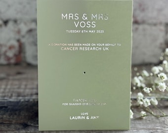 Charity Pin Card Alternative Wedding Favour Cards