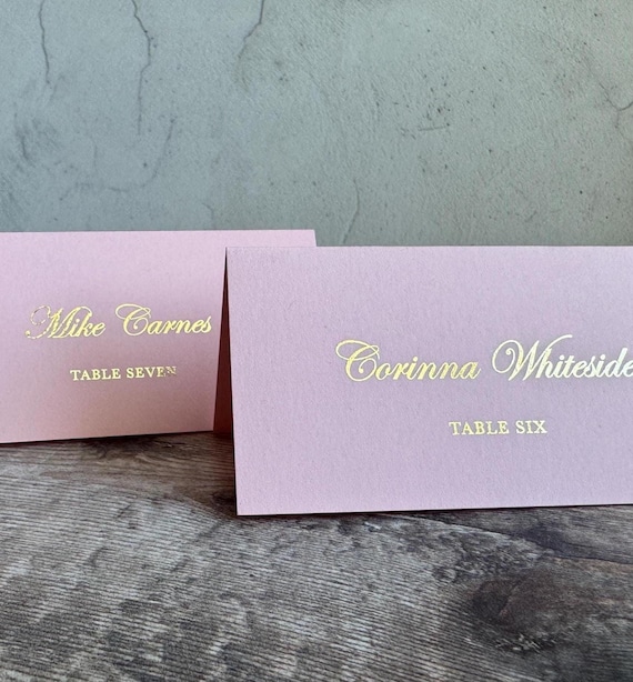Wedding Table Place Cards with Real Metallic Foil