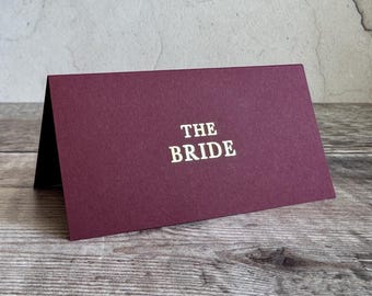 Personalised Wedding Table Place Cards with Real Metallic Foil
