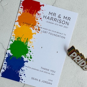 Tarjeta de invitación benéfica alternativa para boda (juego de 10)