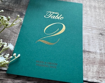 Wedding Table Numbers Personalised Freestanding with Metallic Foil