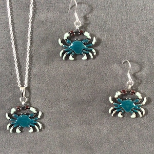 Blue Crab Necklace or Earrings (3099)