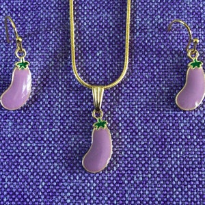 Eggplant Necklace or Earrings (10,082)