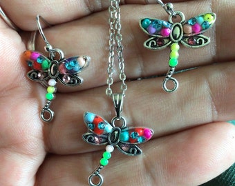 Dragonfly Necklace or Earrings (19,812)