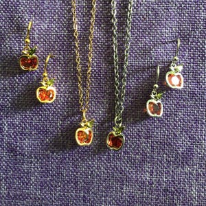 Dainty Apple Necklaces and Earrings (27,084)