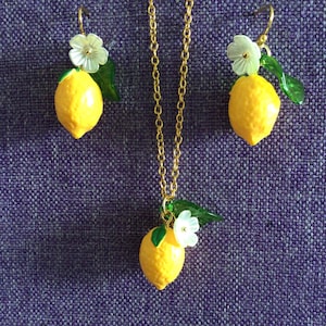 Prachtige citroenketting en oorbellen (27.040)