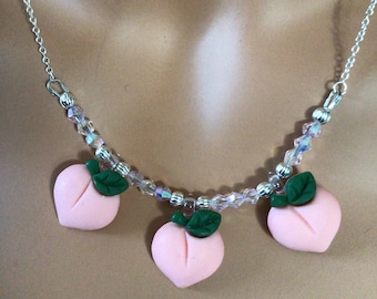 Peaches and Crystals Necklace or Earrings (1565)