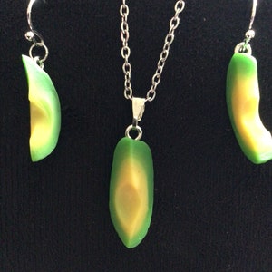 Avocado Slice Necklace or Earrings (14,002)