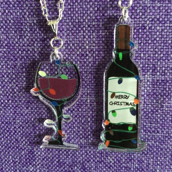 Christmas Wine Necklace or Earrings (13,030)