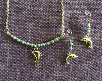 Dolphin Necklace or Earrings (19,931)