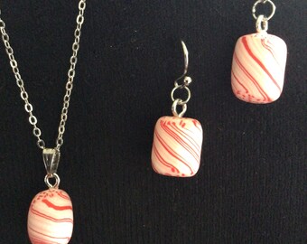 Peppermint Candy Necklace or Earrings (14,031)