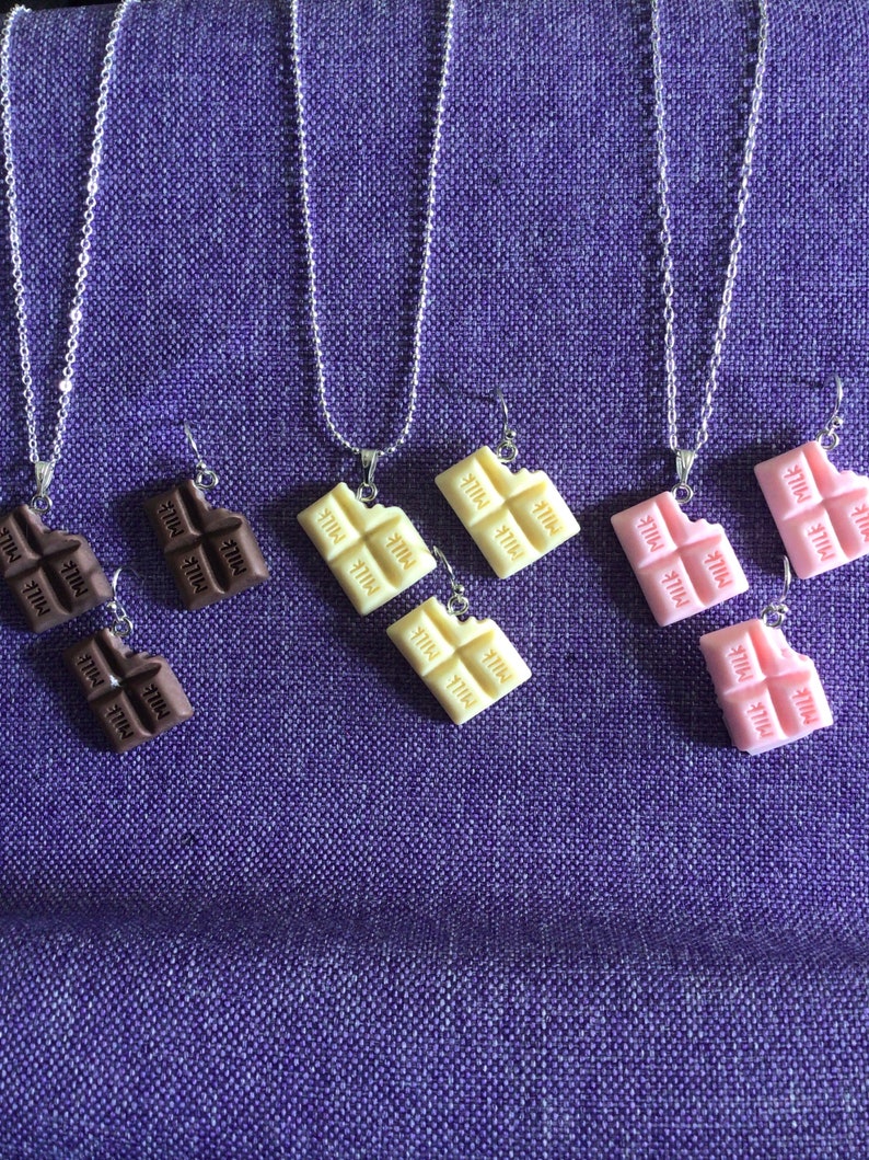 Chocolate Bar Necklace or Earrings 12,040 image 1