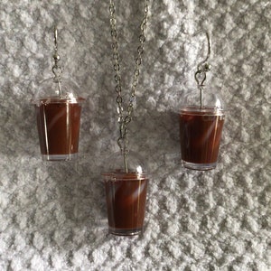 Iced Coffee Necklace and Earrings (19,938)