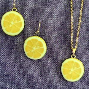 Lemon Slice Necklace or Earrings (12,054)