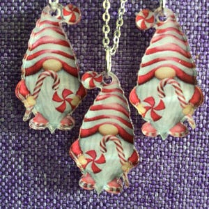 Christmas Gnome Necklace and Earrings (24,053)