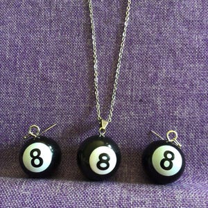 Eight Ball Necklace and Earrings (27,047)