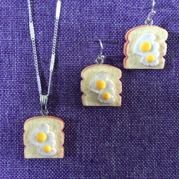 Toast and Egg Necklace or Earrings (11,606)