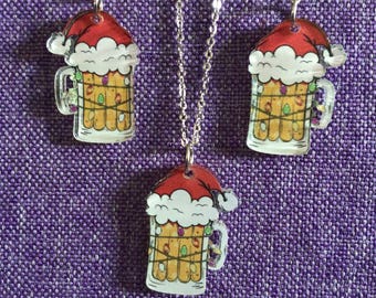 Christmas Beer Necklace or Earrings (24,076)
