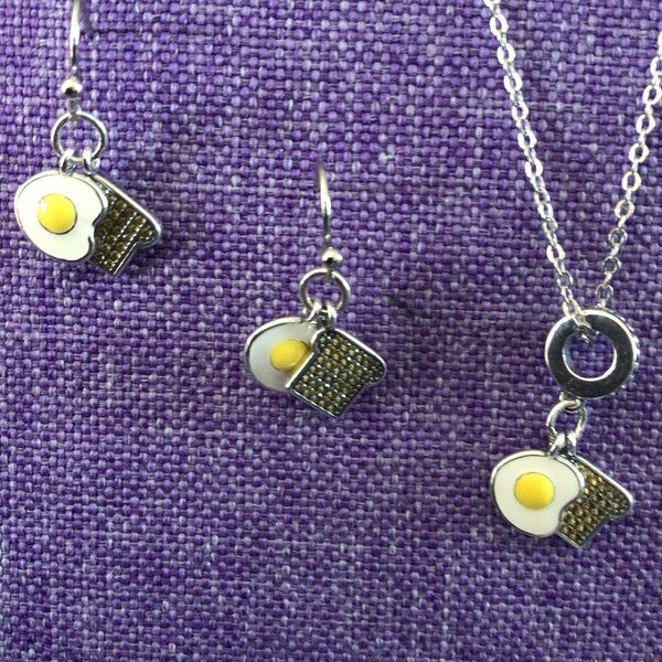 Egg and Toast Necklace or Earrings (11,611)