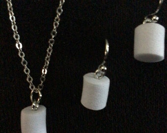 Tiny Marshmallow Necklace or Earrings (13,032)