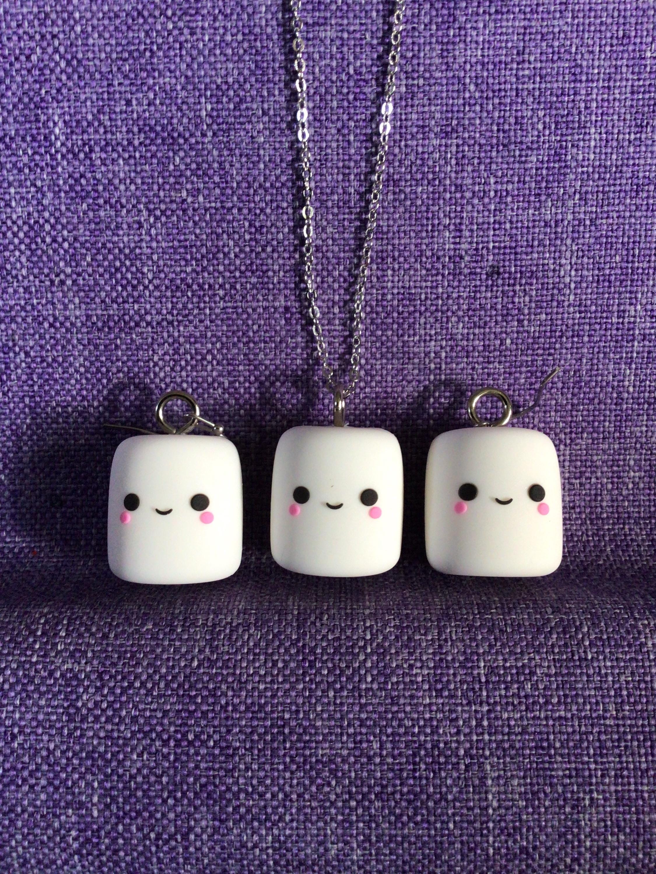 MARSHMALLOW様 Smiley Marshmallow Necklace or Earrings (24,067) - Etsy Canada
