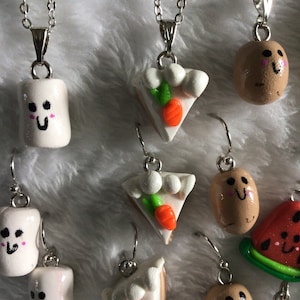 Smiley Face Veggies or Food Necklace or Earrings (13,018)
