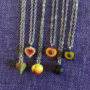 Tiny Fig, Peach or Plum Necklace or Earrings (11,633)