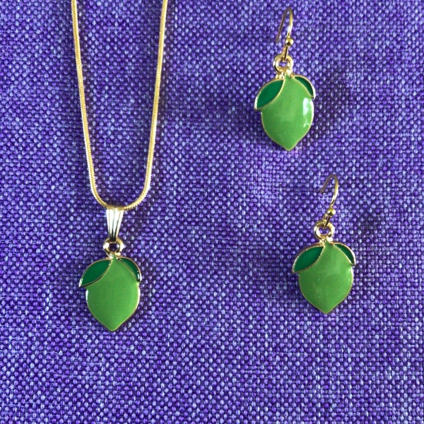 Collier ou Boucles d'Oreilles Citron Vert (10,084)