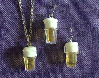Glas Bier Halskette oder Ohrringe (18078)