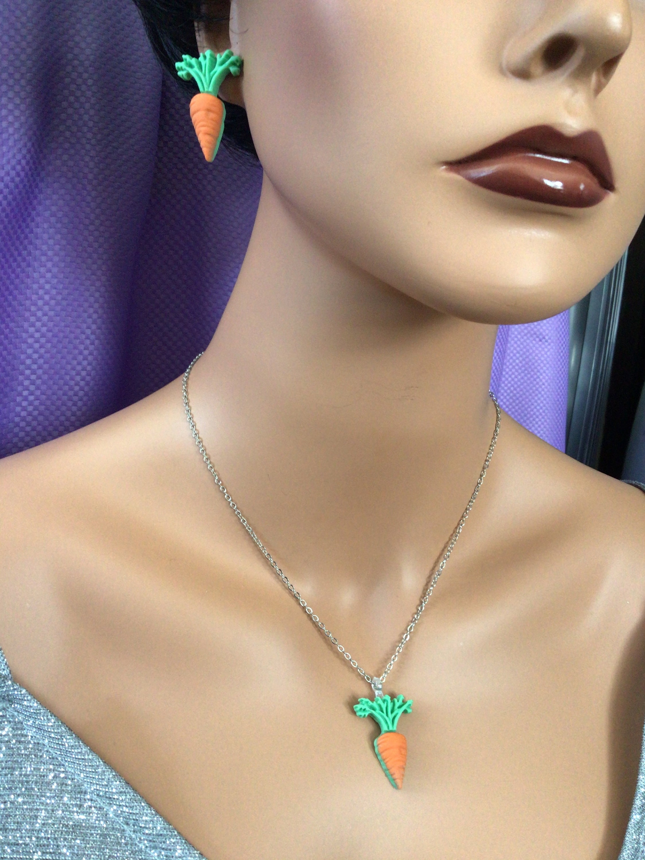 Carrot Necklace and Earrings 1477 Etsy