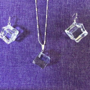 Ice Cube (Two Sizes) Necklace or Earrings (10,059)