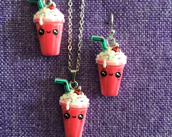Milkshake Necklace and Earrings (18,116)