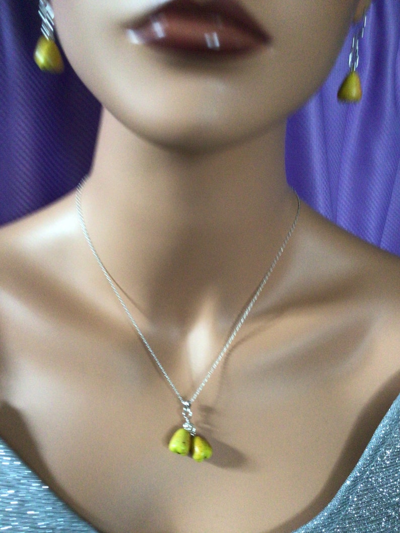 Yellow Pear Necklace and Earrings 1595