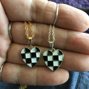 Checkered Heart Necklace or Earrings (11,615)