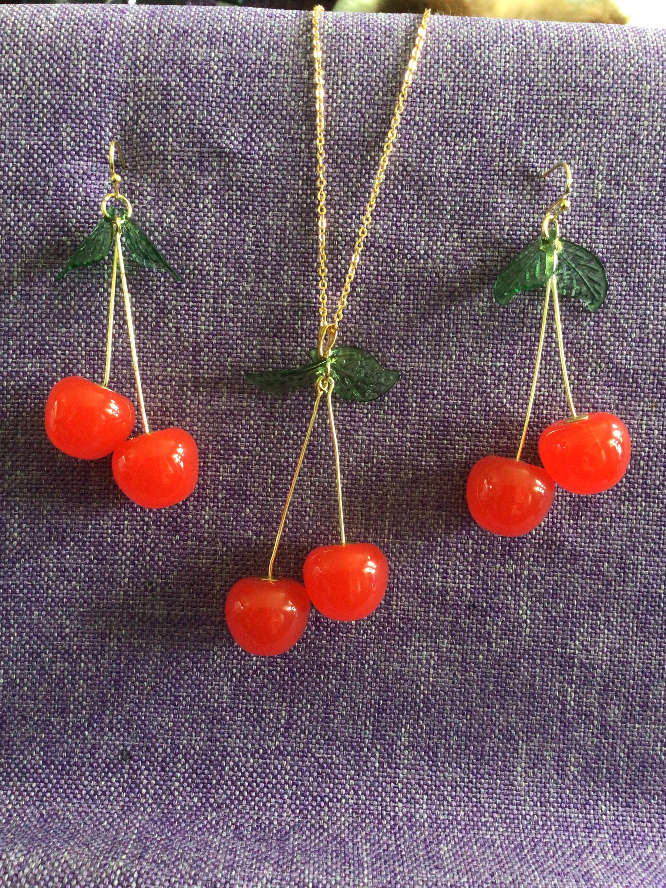 Cherries Necklace or Earrings (19,916) - Etsy