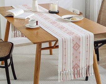 Table Runners Tassel Bohemian Burlap Cotton Thread Crochet Long Strip Table Flag Wedding Birthday Party Decoration Table Runner KTTR18