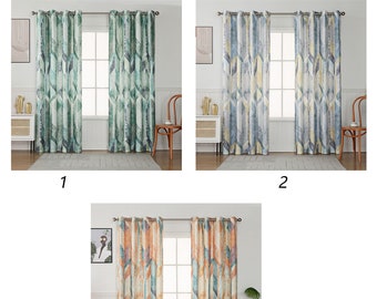 Printing Living Room Curtains, Flora Curtains High-Blackout Curtains, Extra Long Curtains, Grommet Curtains Custom Length, CT10