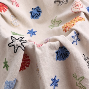 Linen Cotton Embroidered Fabric, Fabric for Women Cloth and Bag DIY, FB049