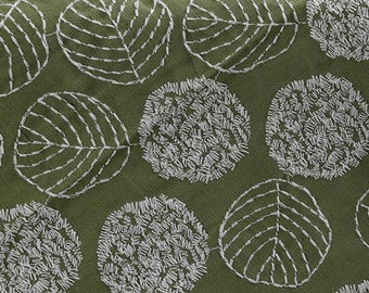 Ramie cotton embroidered Fabric, Floral Cotton Embroidered Fabric, Plant Embroidered Fabric, Fabric for Women Cloth and Bag DIY, FB011