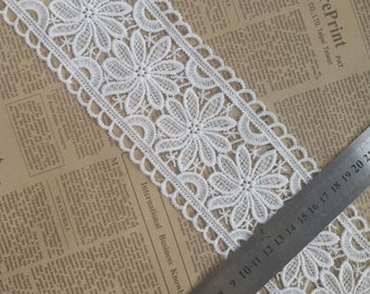 Embroidery Lace Trim 3.3 inches (8.5cm) wide, Venice Lace Trim, Crochet Lace Trim, Scallop Lace Trim Neckline Lace Decorate Sewing DIY FB196
